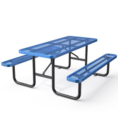 72" Expanded Metal Rectangular Picnic Table, Blue 72" Expanded Metal Rectangular Picnic Table, Blue